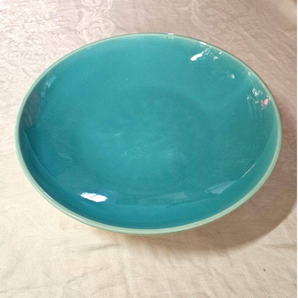 Vintage CATALINA POTTERY Ceramic Large Serving Bowl Aqua Blue 13"